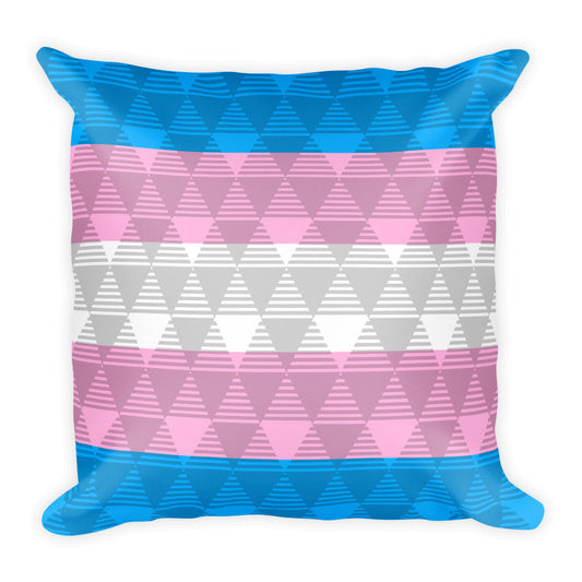 Trans Flag Square Throw Pillow, Pillow, HEED THE HUM