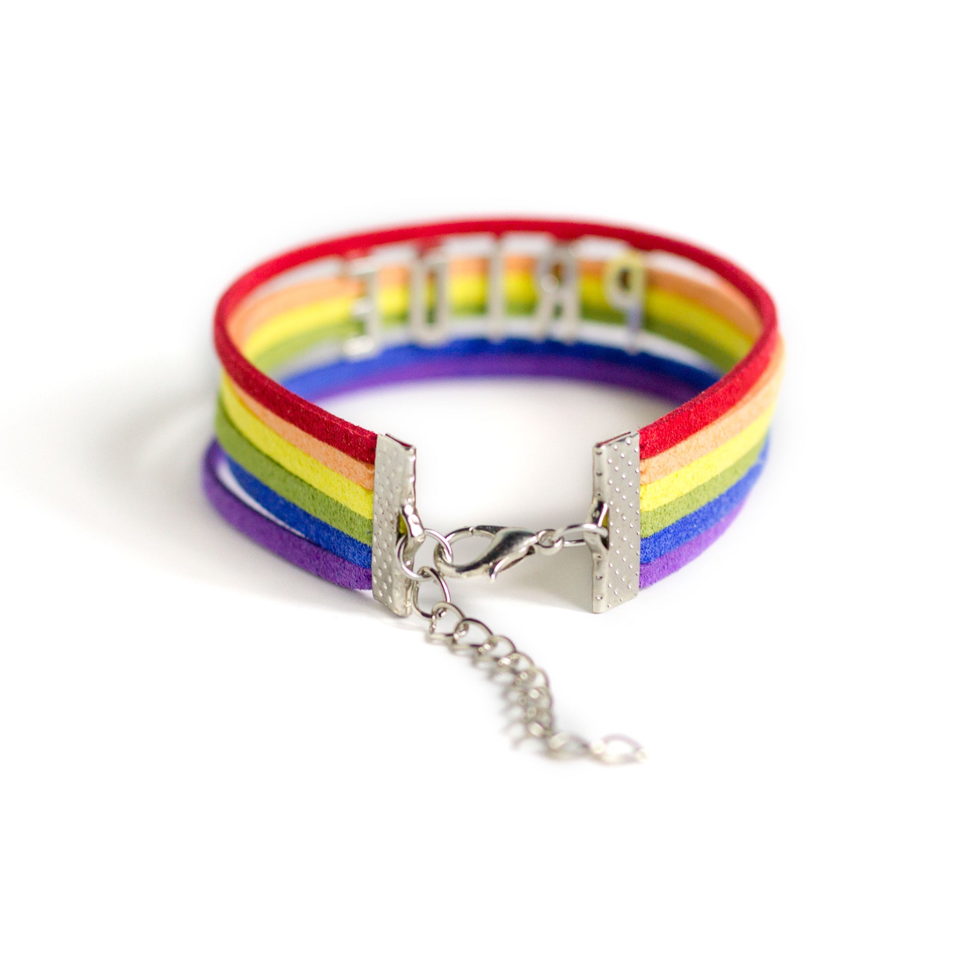 Rainbow PRIDE LGBTQIA+ (vegan) Leather Bracelet, Jewelry, HEED THE HUM