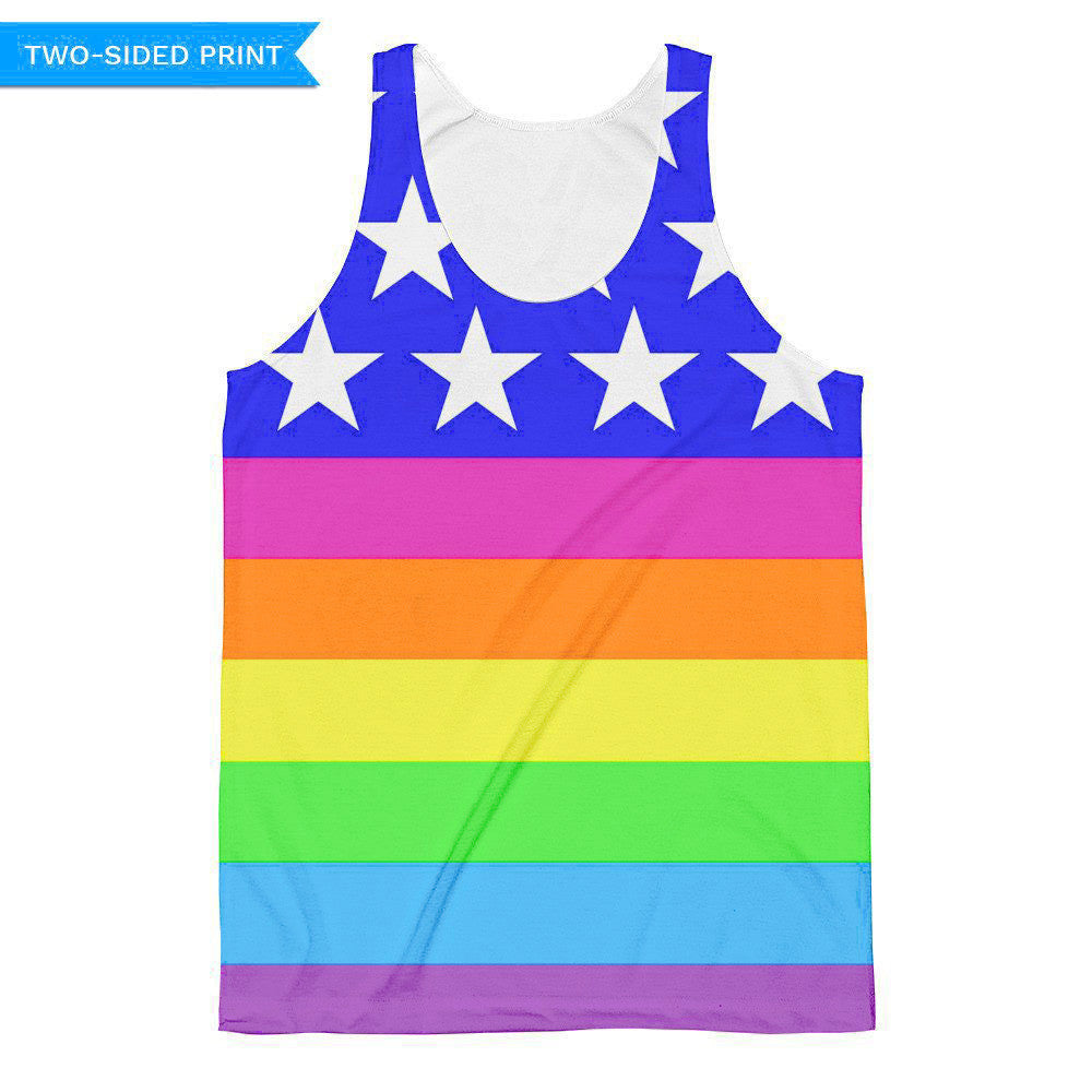 Rainbow Pride Tank Top Rainbow American Flag Tank Lgbt 