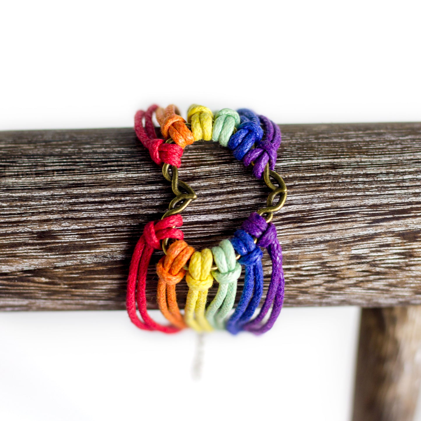Handmade Rainbow Heart LGBTQIA+ Pride Bracelet, Jewelry, HEED THE HUM
