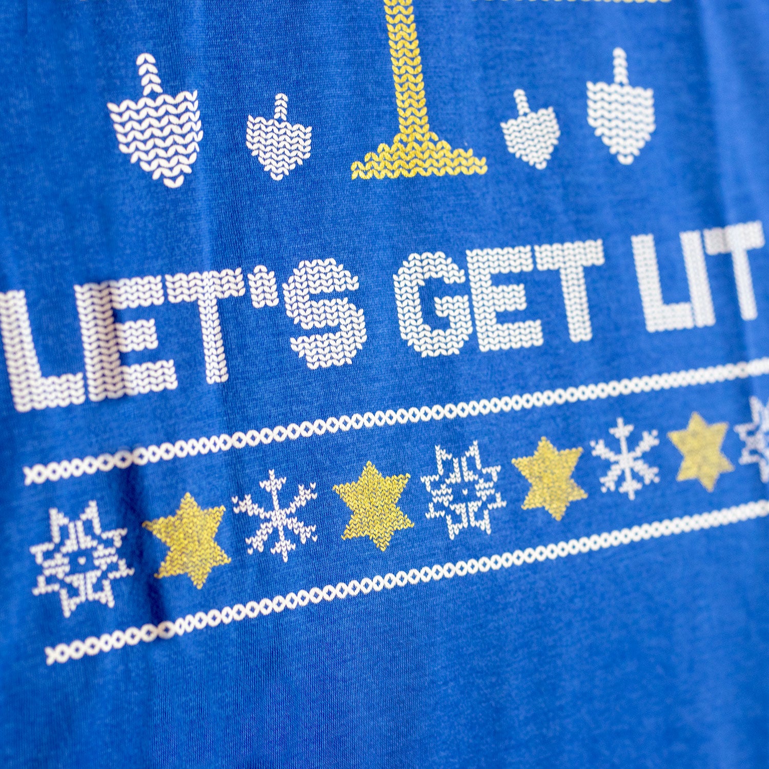 Happy Hanukkah - Let's Get Lit - Blue and Gold Unisex Holiday T-shirt (FREE SHIPPING), Shirt, HEED THE HUM