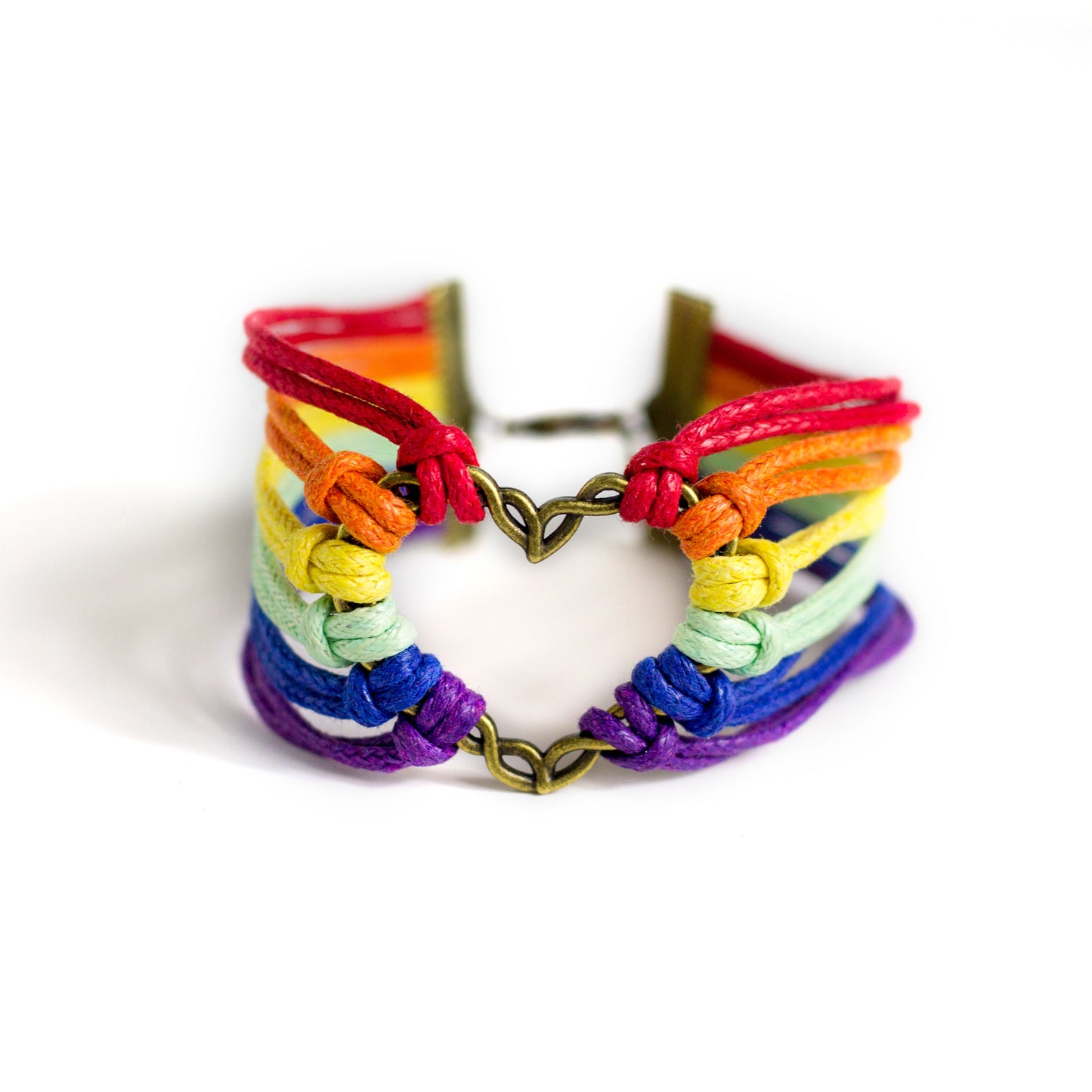 Handmade Rainbow Heart LGBTQIA+ Pride Bracelet, Jewelry, HEED THE HUM