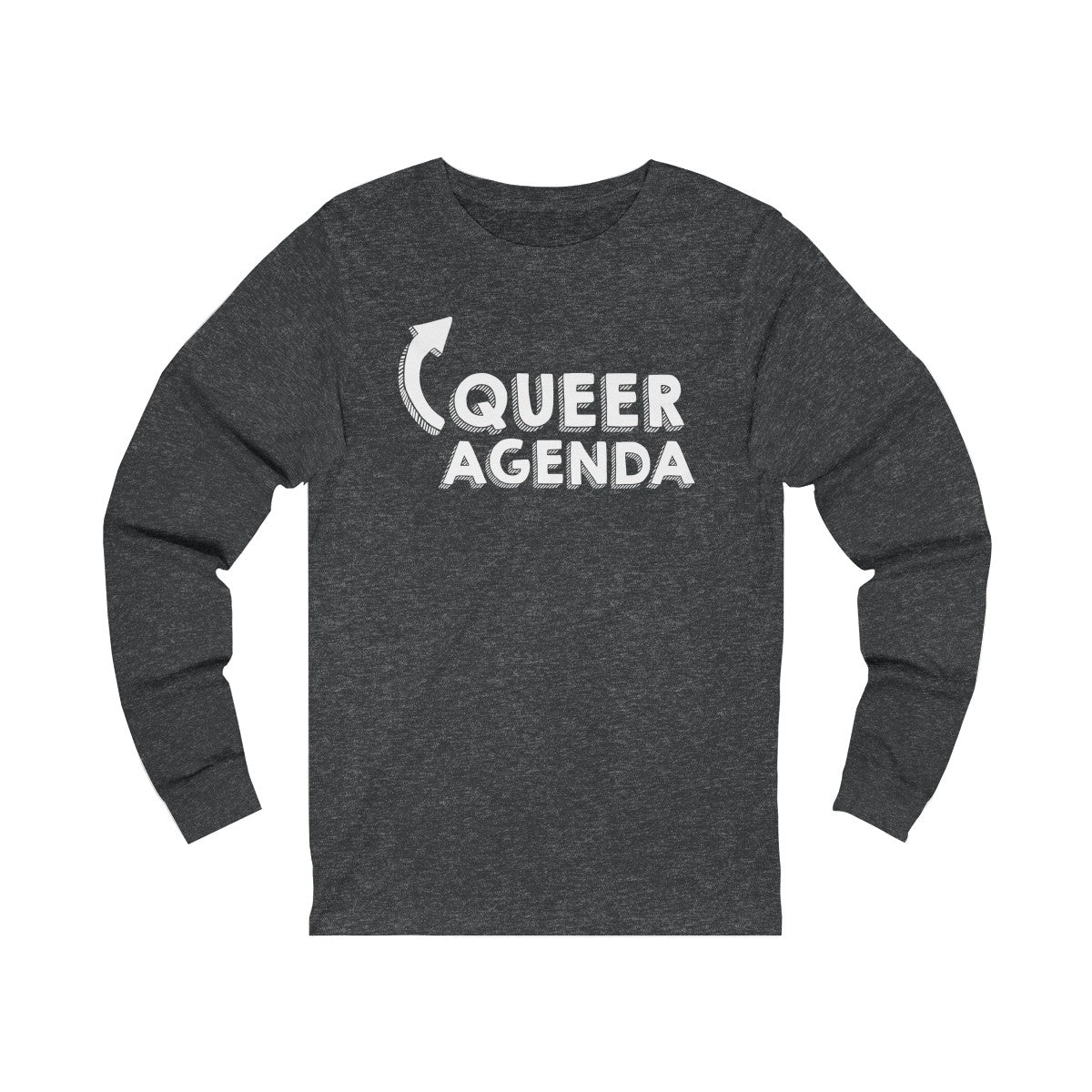 Queer Agenda Unisex Jersey Long Sleeve Tee Shirt - White Print, Long-sleeve, HEED THE HUM