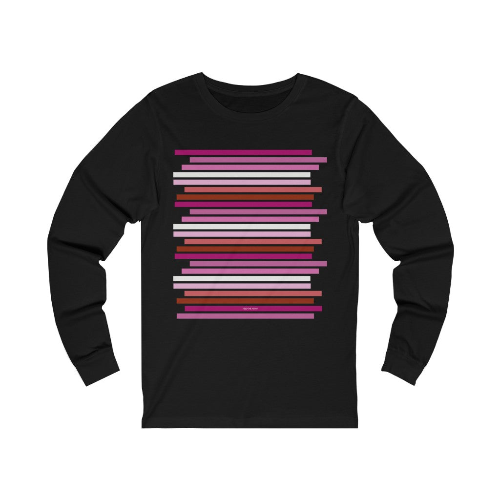 Staggered Lesbian Pride Flag Unisex Jersey Long Sleeve Tee Shirt