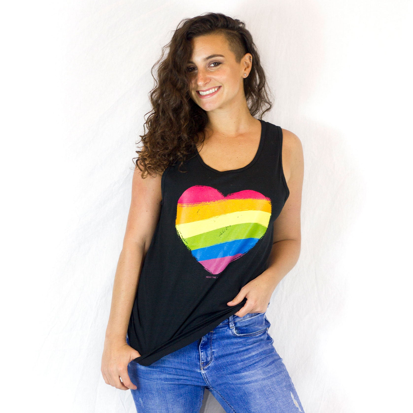Rainbow Heart Black Unisex Tank top - LGBTQ Queer Gay Pride, Shirt, HEED THE HUM