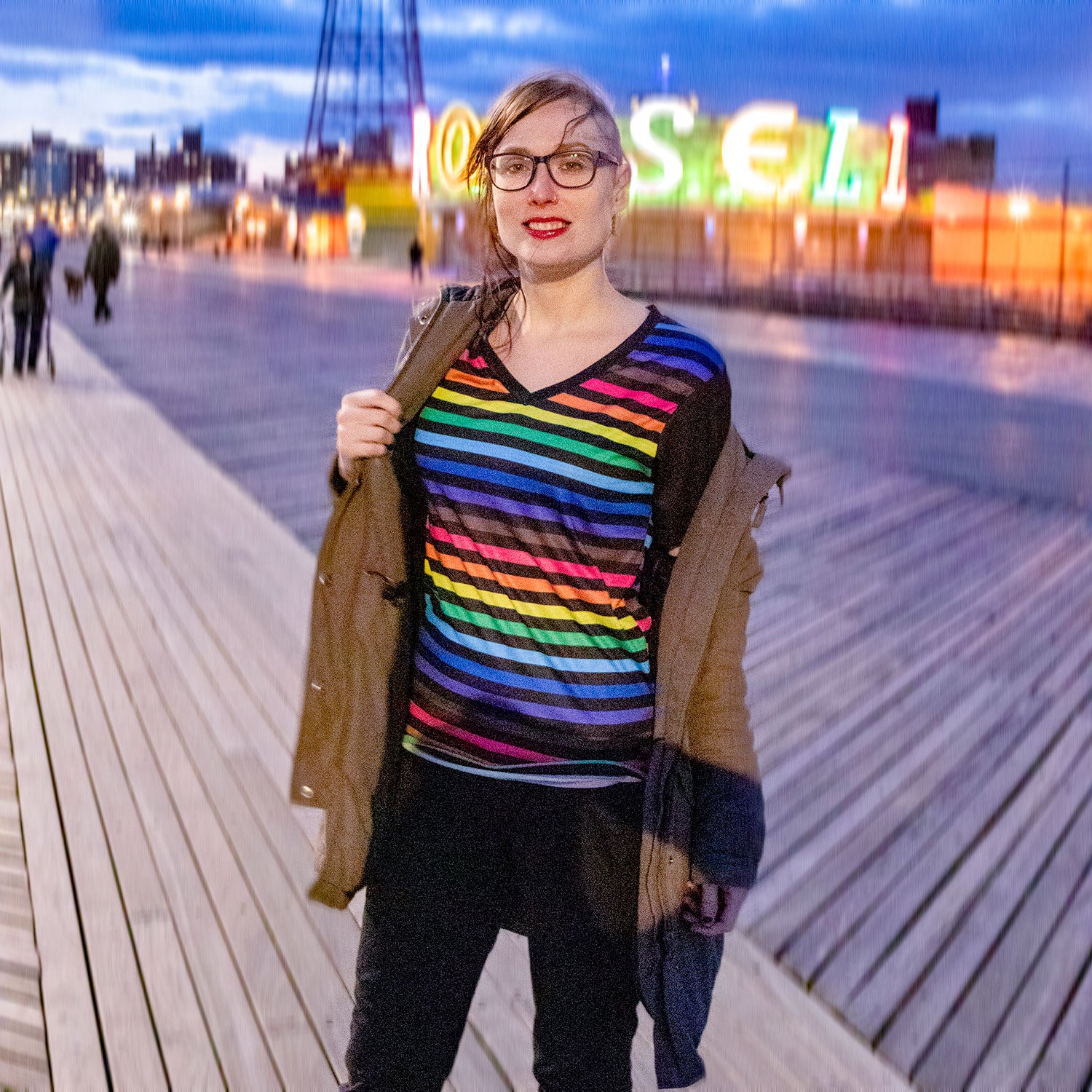 Rainbow Striped Unisex V-neck T-shirt - LGBTQIA+ Unisex Pride, Shirt, HEED THE HUM