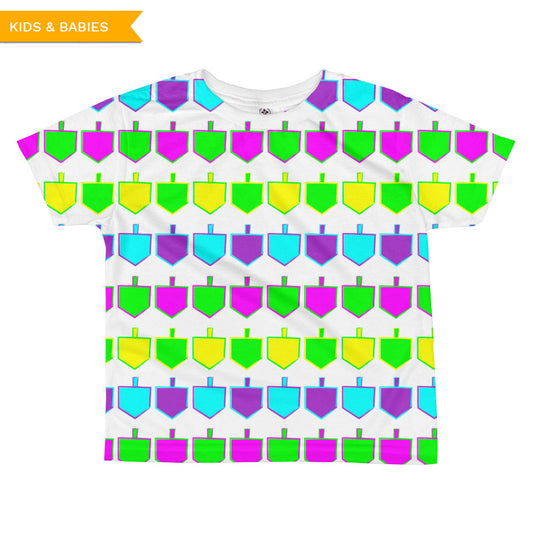 Dreidel Party Kids Chanukah T-shirt (double-sided), Shirts, HEED THE HUM