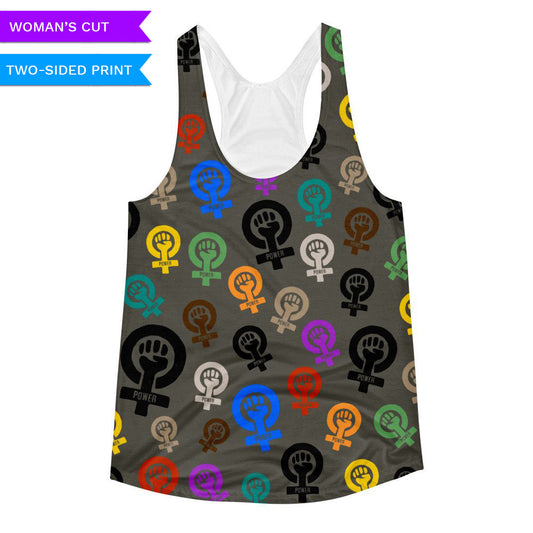 Feminist Power Woman's Cut Racerback Tank, Shirts, HEED THE HUM