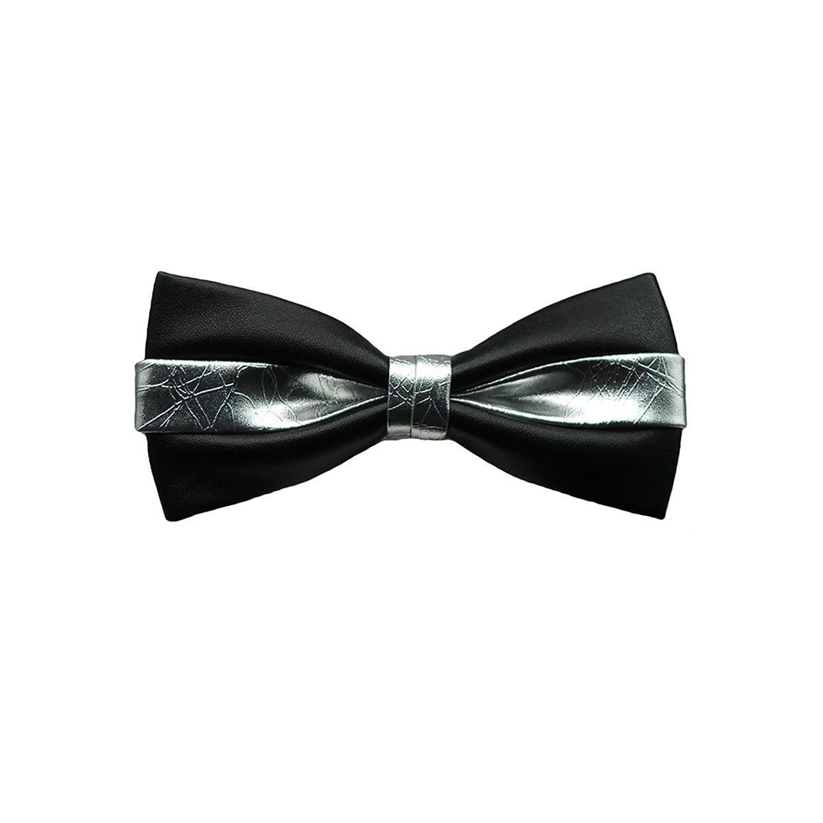 Faux Black Leather Bow Tie with Metallic Accent - Unisex, Bow tie, HEED THE HUM