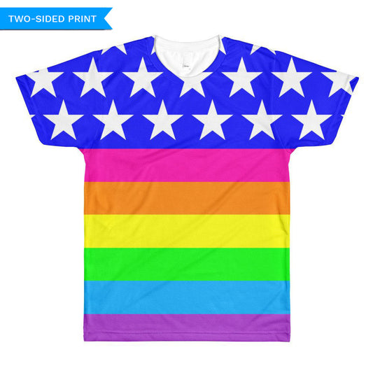 Queer LGBTQ Pride Flag Unisex T-shirt (double sided), Shirts, HEED THE HUM