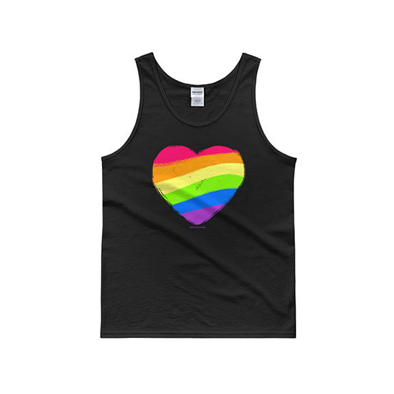 Rainbow Heart Black Unisex Tank top - LGBTQ Queer Gay Pride, Shirt, HEED THE HUM