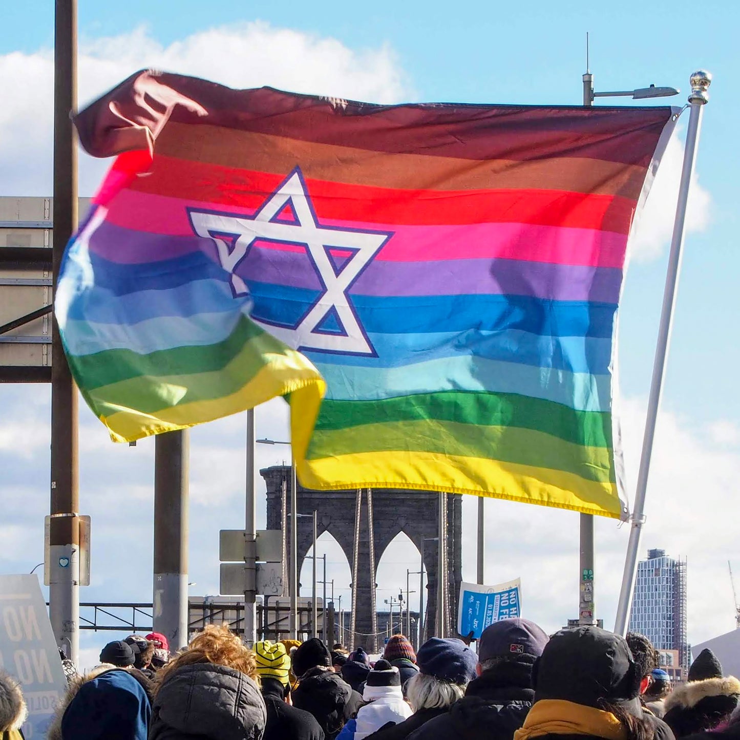Rainbow Pride Flag with Magen David Star - LGBTQ Gay Pride Flag, Flag, HEED THE HUM