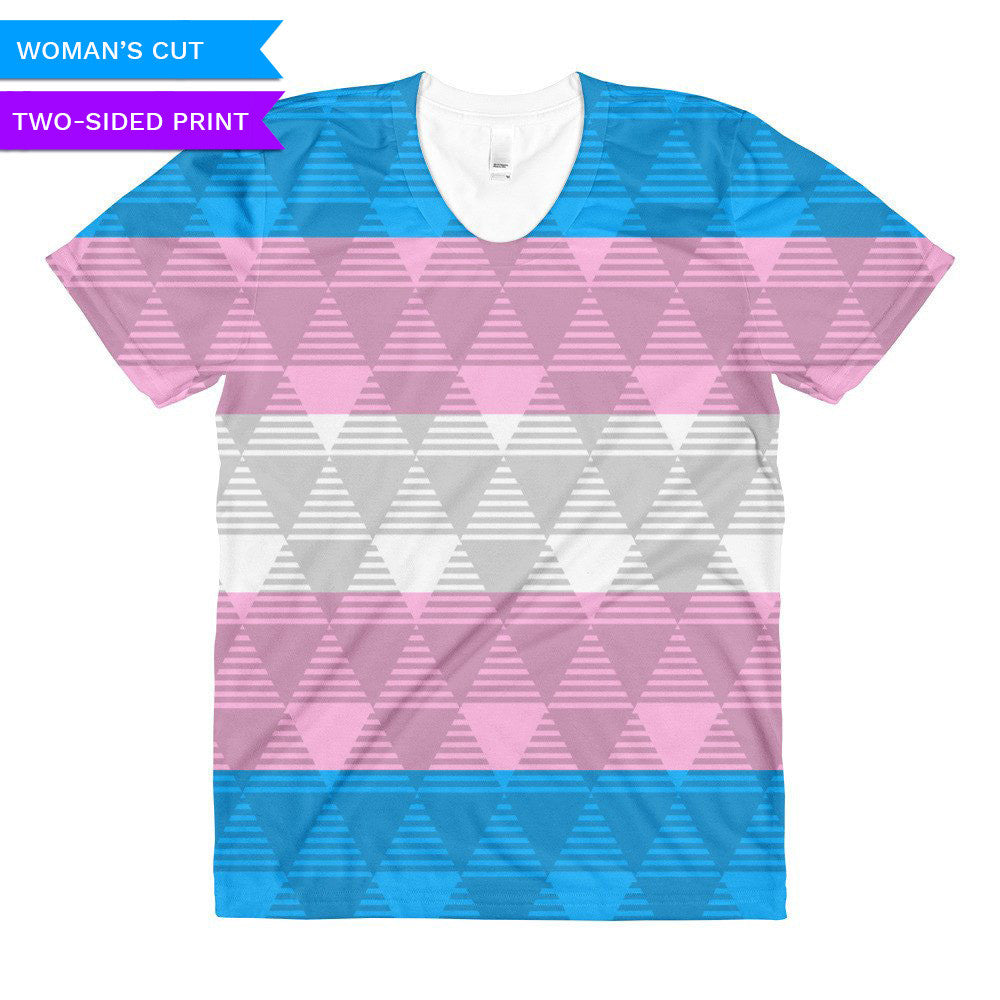 Trans Flag Woman's Cut T-Shirt, Shirts, HEED THE HUM