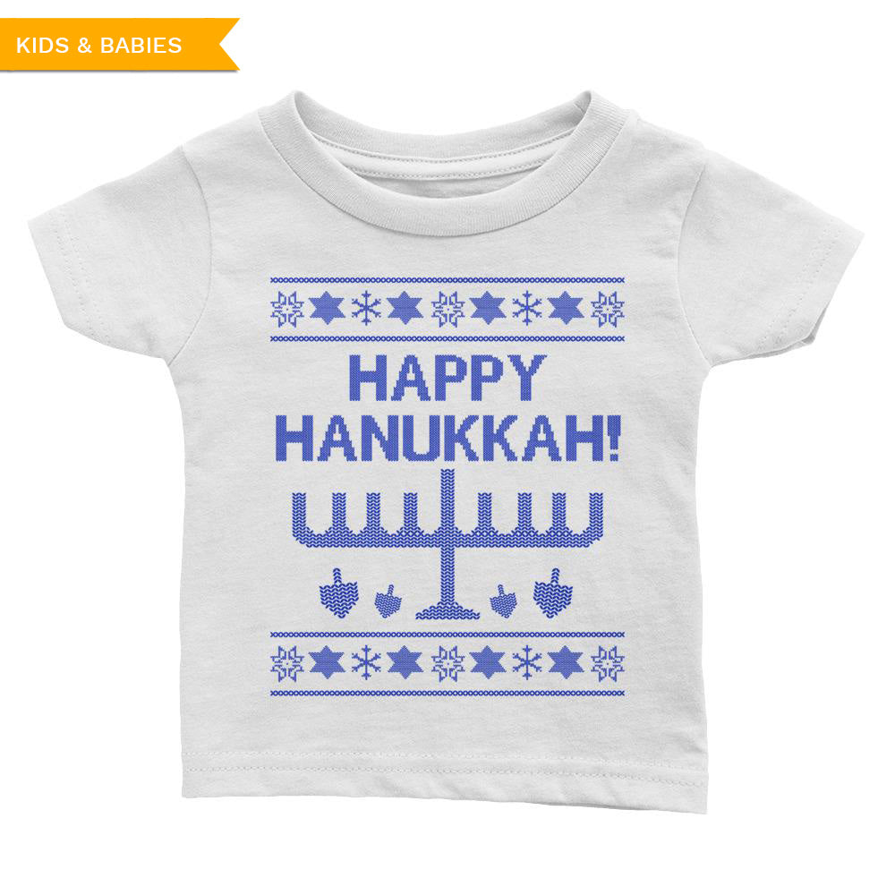 Happy Hanukkah Ugly Christmas Sweater Infant Tee, Shirts, HEED THE HUM