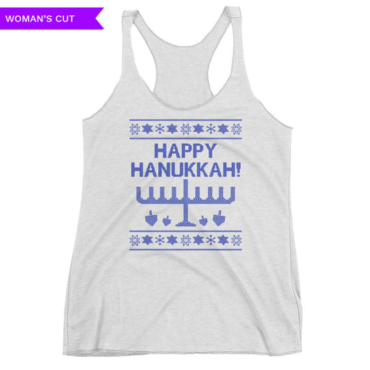 Happy Hanukkah Ugly Christmas Sweater Women's Racerback Tank, Shirts, HEED THE HUM