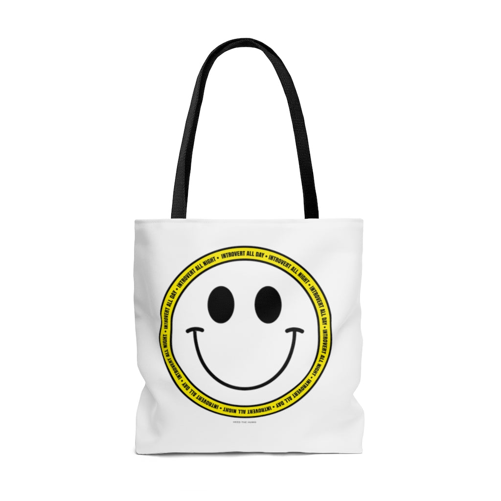 Introvert All Day All Night Smiley Tote Bag