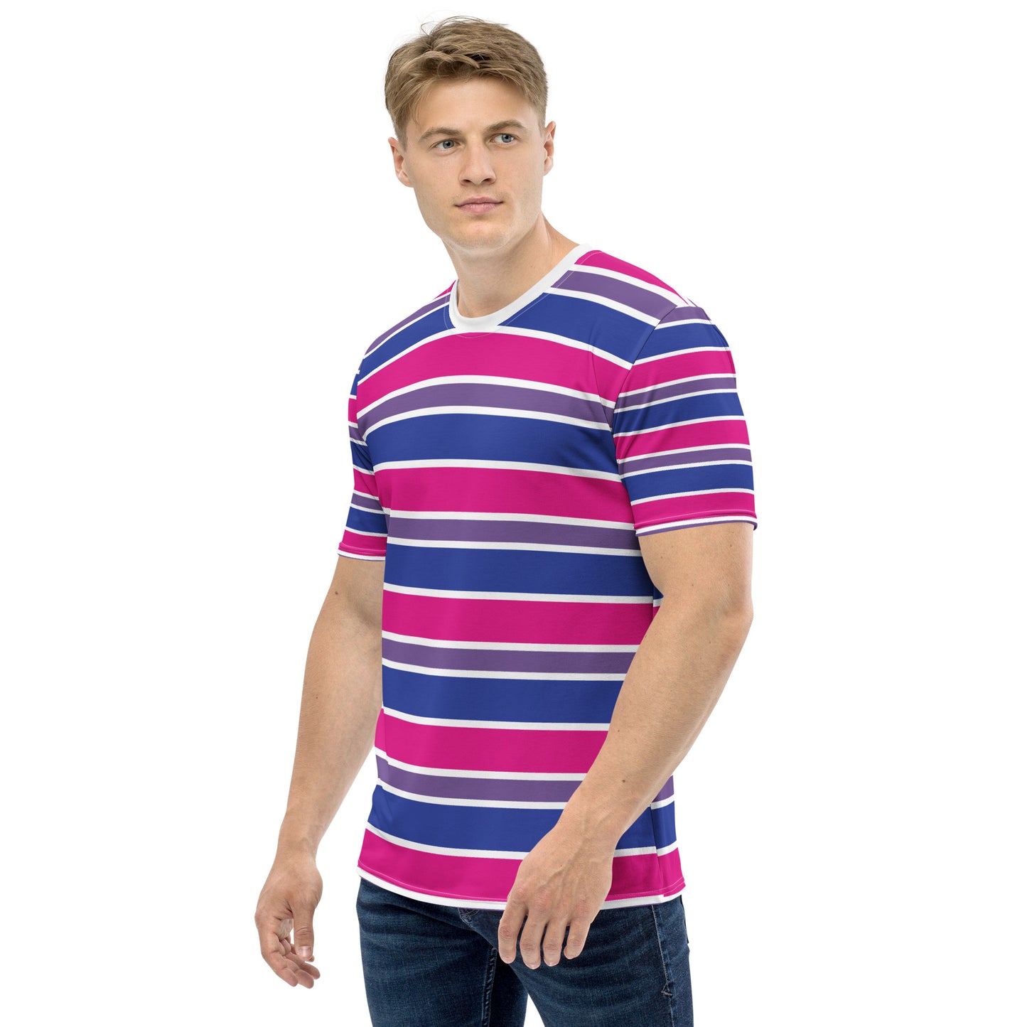 Bisexual Pride Stripes Unisex Cut & Sew All Over Print Tee Shirt