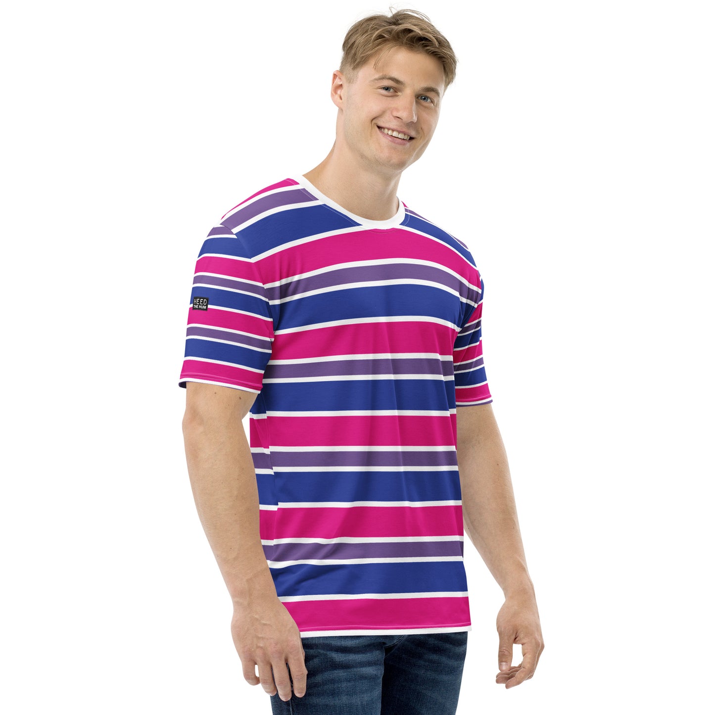 Bisexual Pride Stripes Unisex Cut & Sew All Over Print Tee Shirt