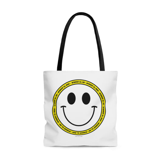 Introvert All Day All Night Smiley Tote Bag