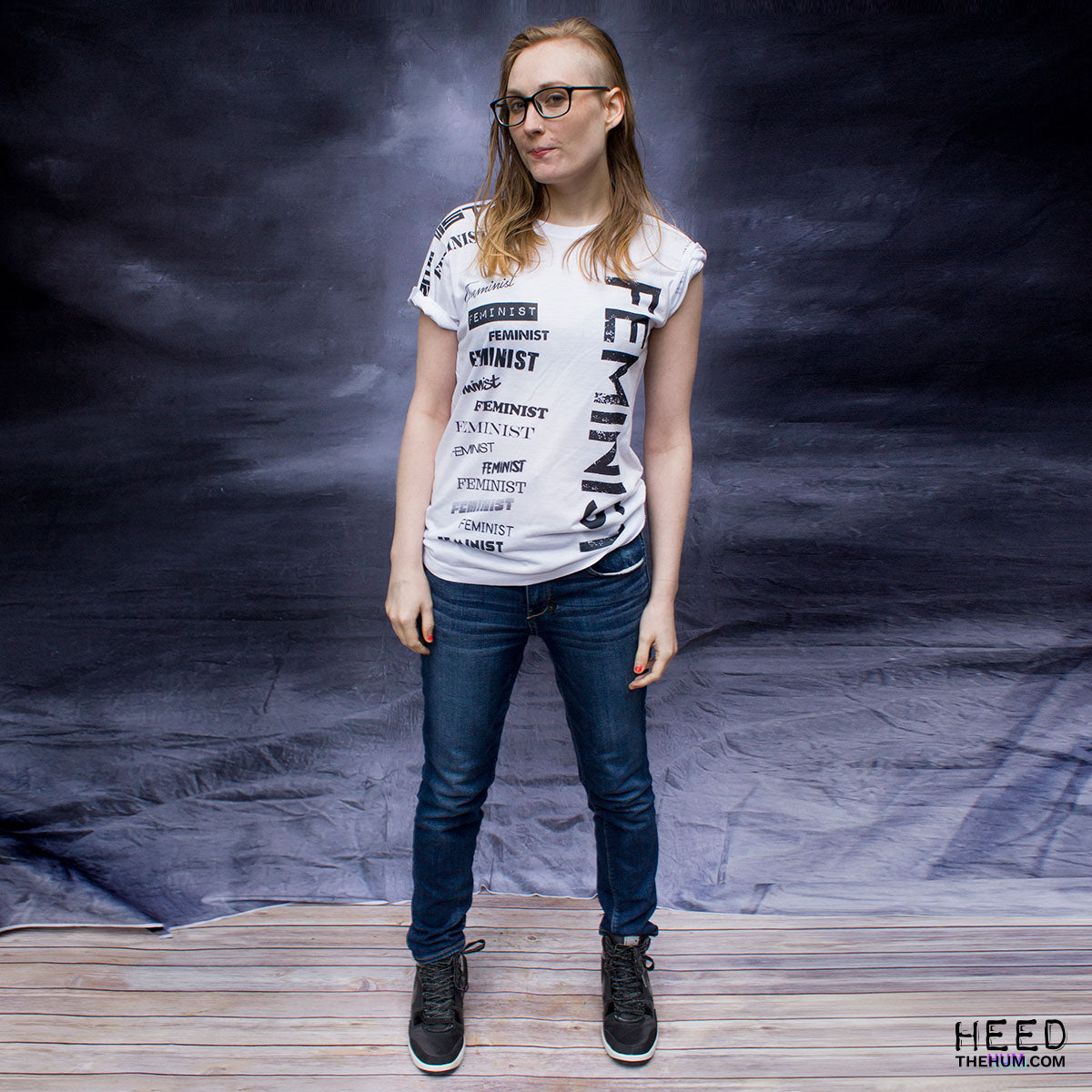 White Feminist Unisex T-shirt, Shirts, HEED THE HUM