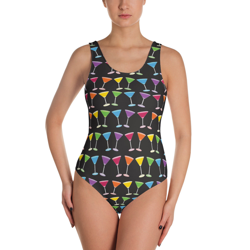 Martini Pride Party One-Piece Swimsuit - LGBTQ Bathing Suit, swimwear, HEED THE HUM