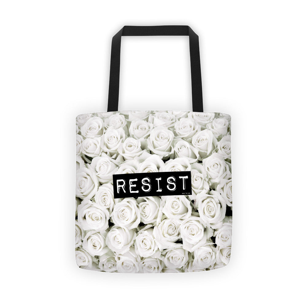 Roses Resist WhiteTote bag, Tote Bag, HEED THE HUM