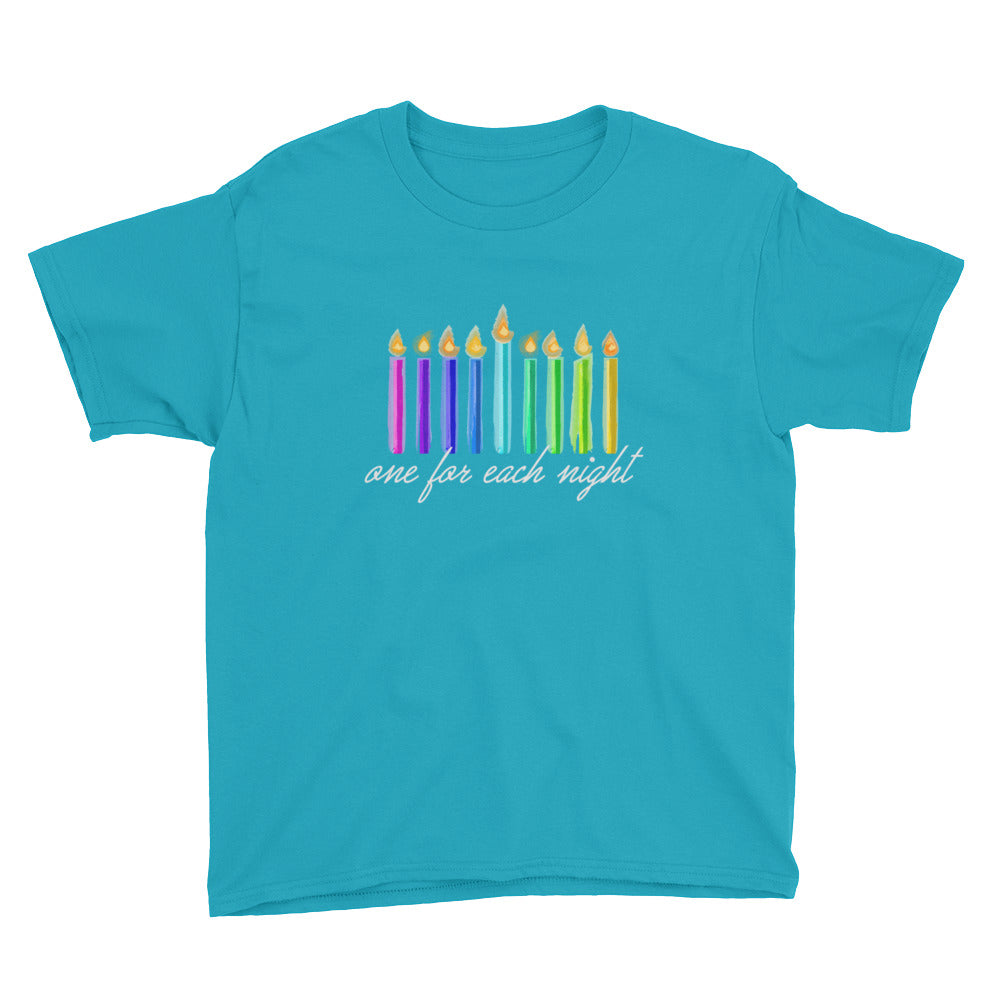 One For Each Night Chanukah Youth Short Sleeve T-Shirt, Shirt, HEED THE HUM