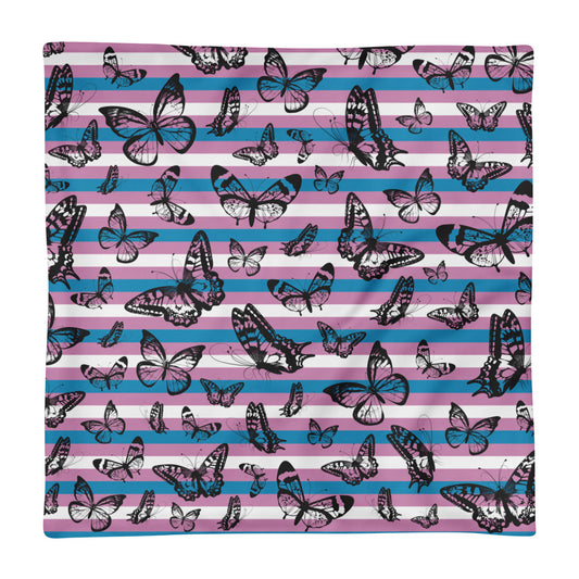 Trans Pride Flag Butterflies Square Pillow Case only, , HEED THE HUM