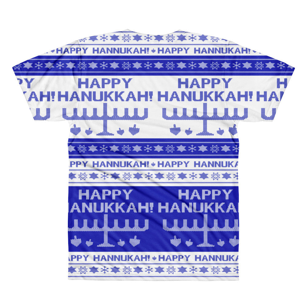 Happy Hanukkah Ugly Christmas Sweater All-Over Printed Unisex T-Shirt, Shirts, HEED THE HUM
