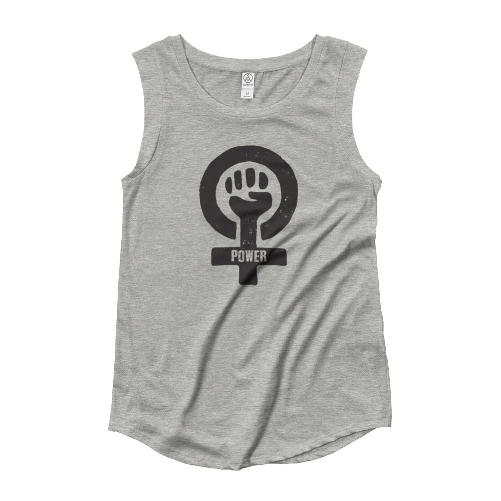 Feminist Power  Women's Cut Cap Sleeve T-Shirt Tank Top, Shirts, HEED THE HUM