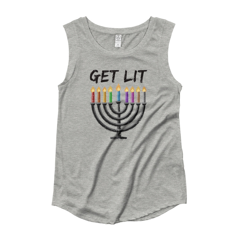 Chanukah - GET LIT Women's Cut Cap Sleeve T-Shirt, Shirts, HEED THE HUM