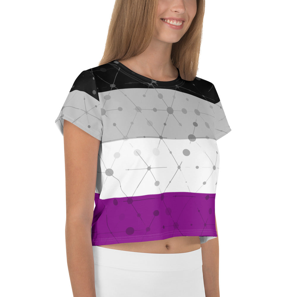 Asexual Flag All-Over Print Crop Top Tee, crop top, HEED THE HUM