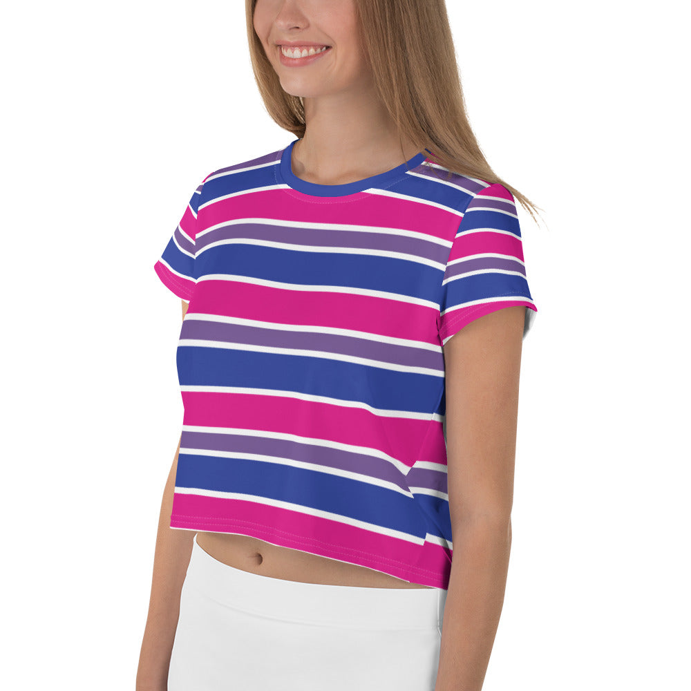 Bisexual Flag Themed Pride All-Over Print Crop Top Tee