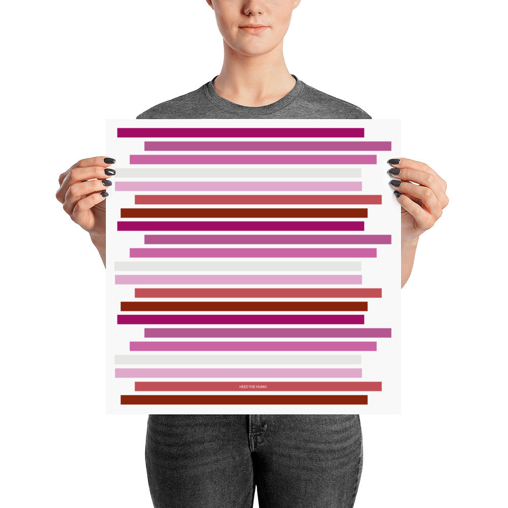 Lesbian Pride Flag Staggered Poster, Poster, HEED THE HUM