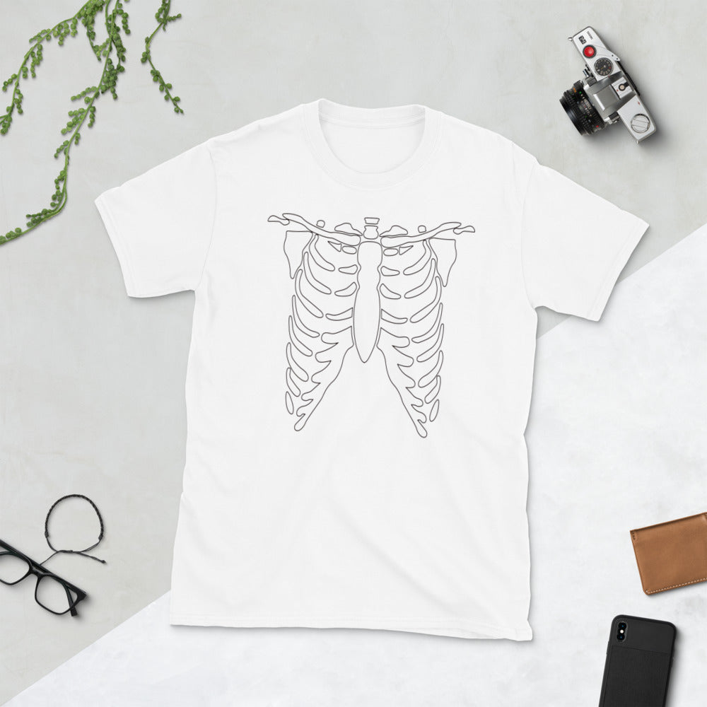 Black and White Skeleton Short-Sleeve Unisex T-Shirt, , HEED THE HUM