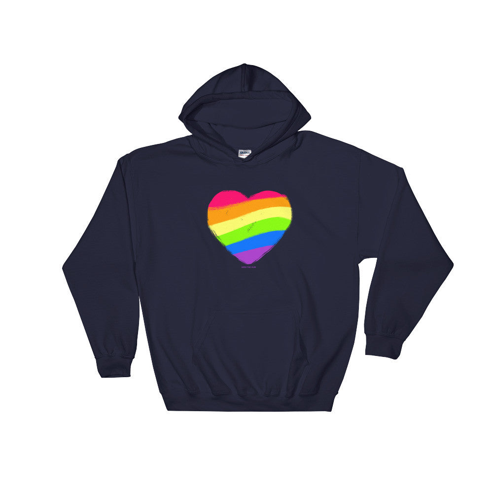 Rainbow Heart Unisex Hooded Sweatshirt - LGBTQ Queer Gay Pride, Shirts, HEED THE HUM