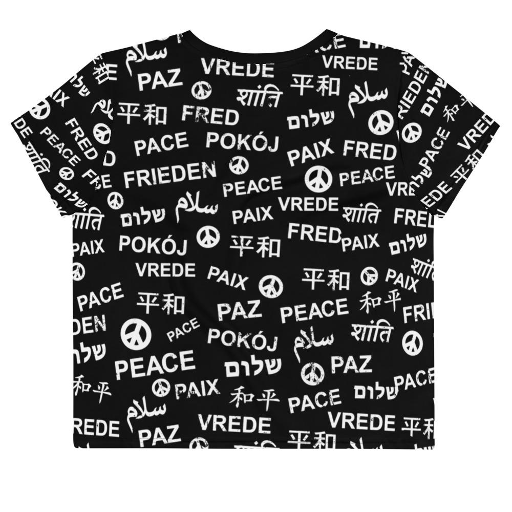 Peace All-Over Print Black Crop Top Tee, shirts, HEED THE HUM