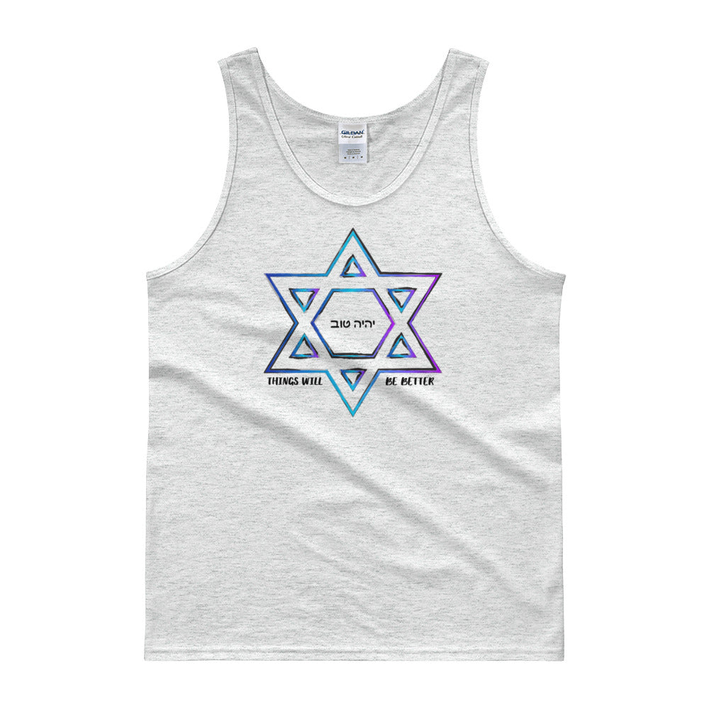 Things Will Be Better - YIHYEH TOV Blues Magen David Unisex Tank Top, , HEED THE HUM