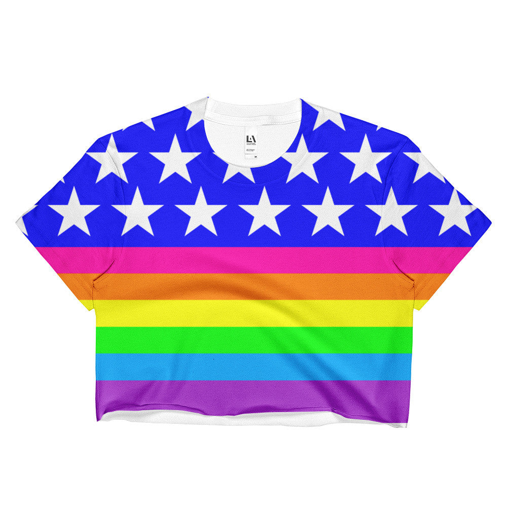 LGBTQ Queer Pride Rainbow Flag (double sided) Crop Top, Shirts, HEED THE HUM