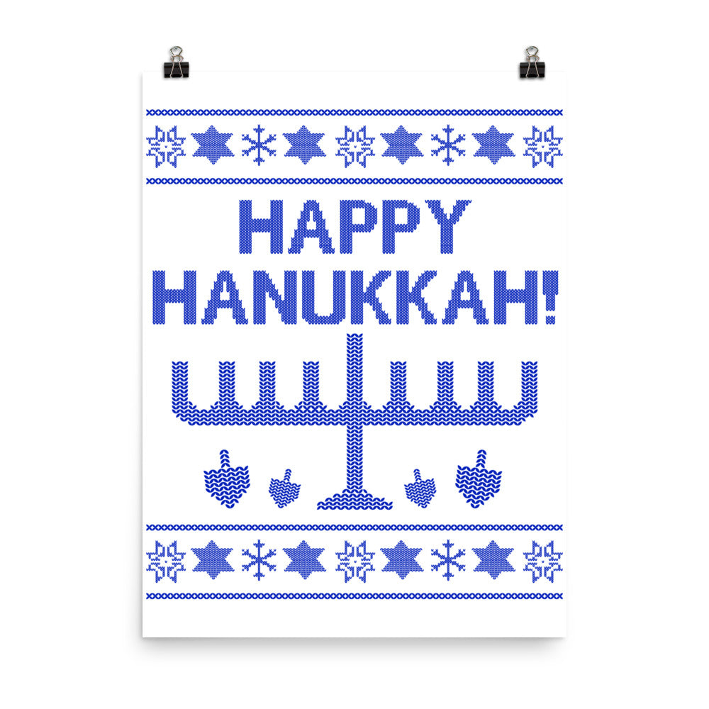 Happy Hanukkah Ugly Christmas Sweater Poster, Poster, HEED THE HUM