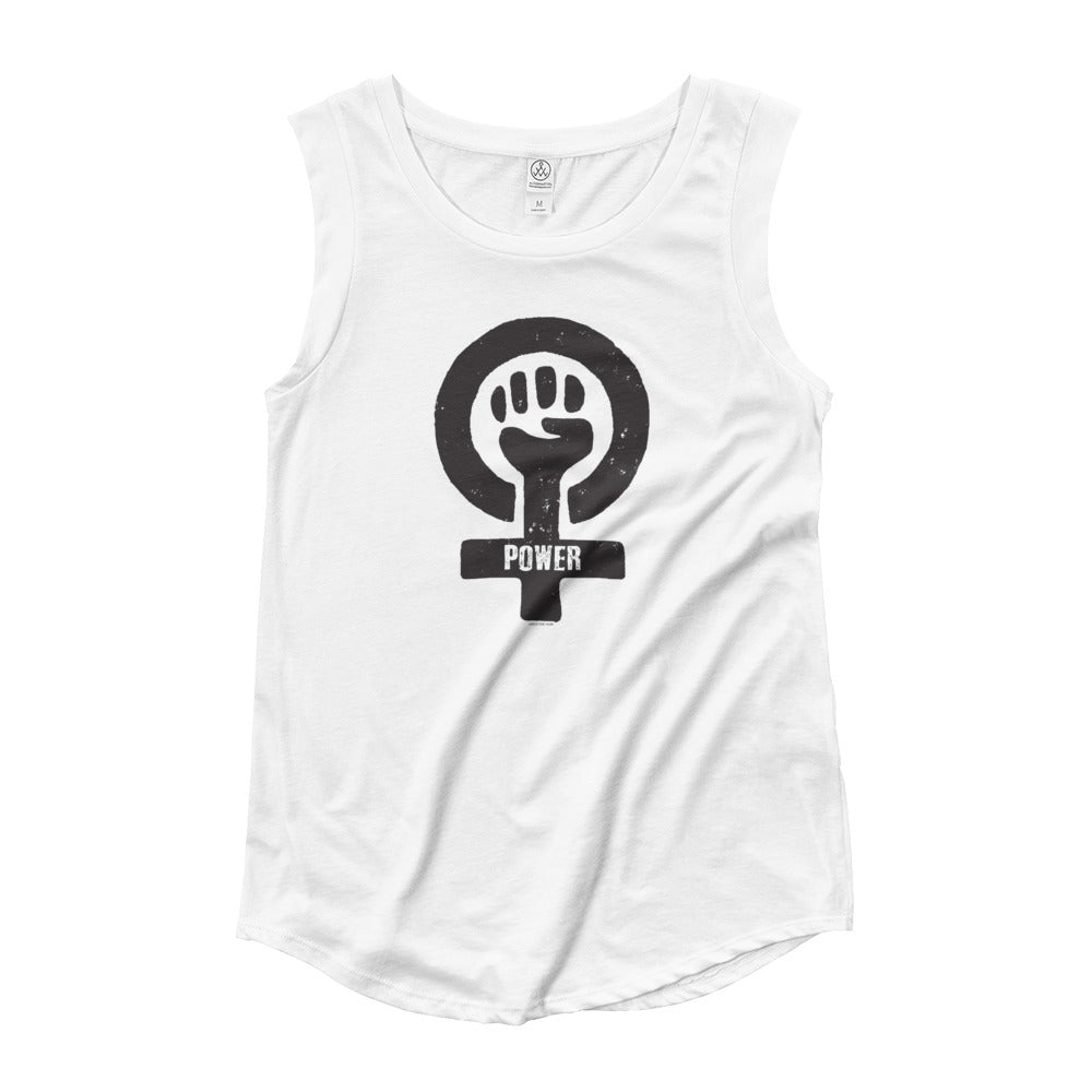 Feminist Power  Women's Cut Cap Sleeve T-Shirt Tank Top, Shirts, HEED THE HUM