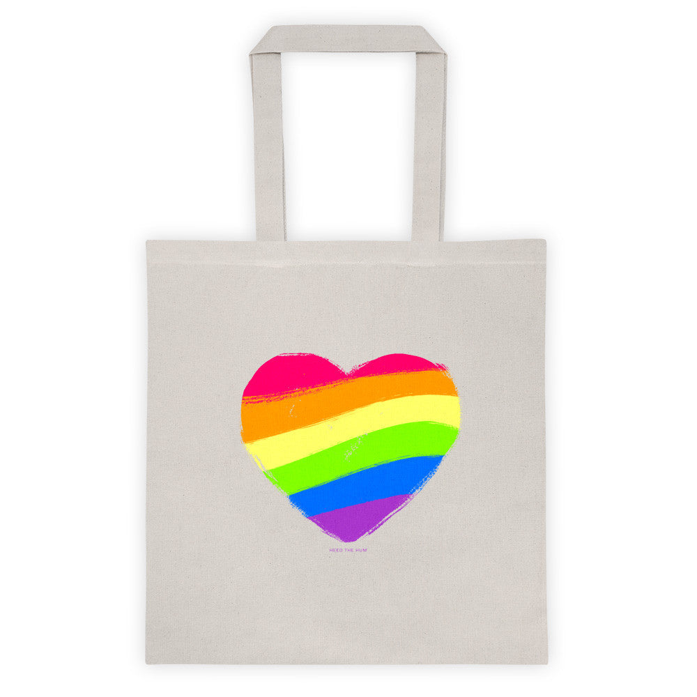 Rainbow Heart Tote - LGBTQ Queer Gay Pride - 6oz, Tote Bag, HEED THE HUM