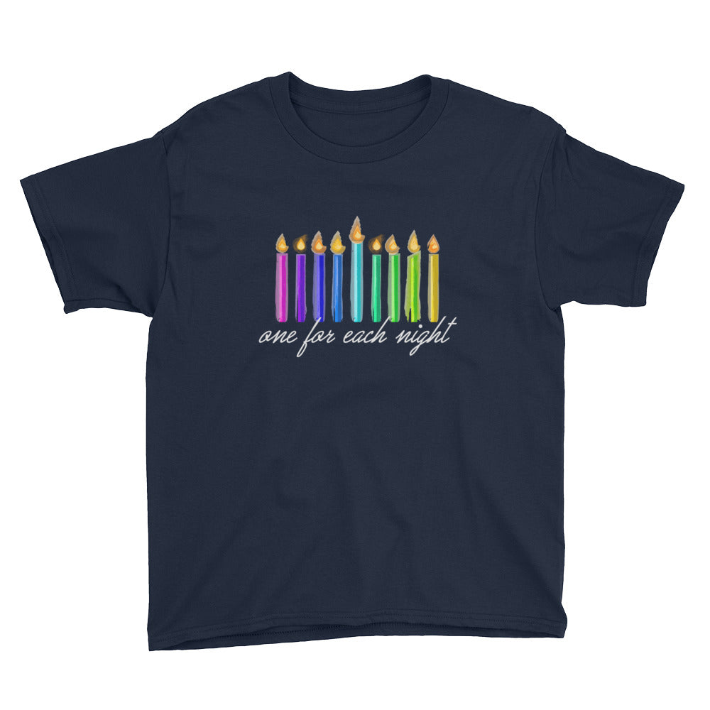 One For Each Night Chanukah Youth Short Sleeve T-Shirt, Shirt, HEED THE HUM
