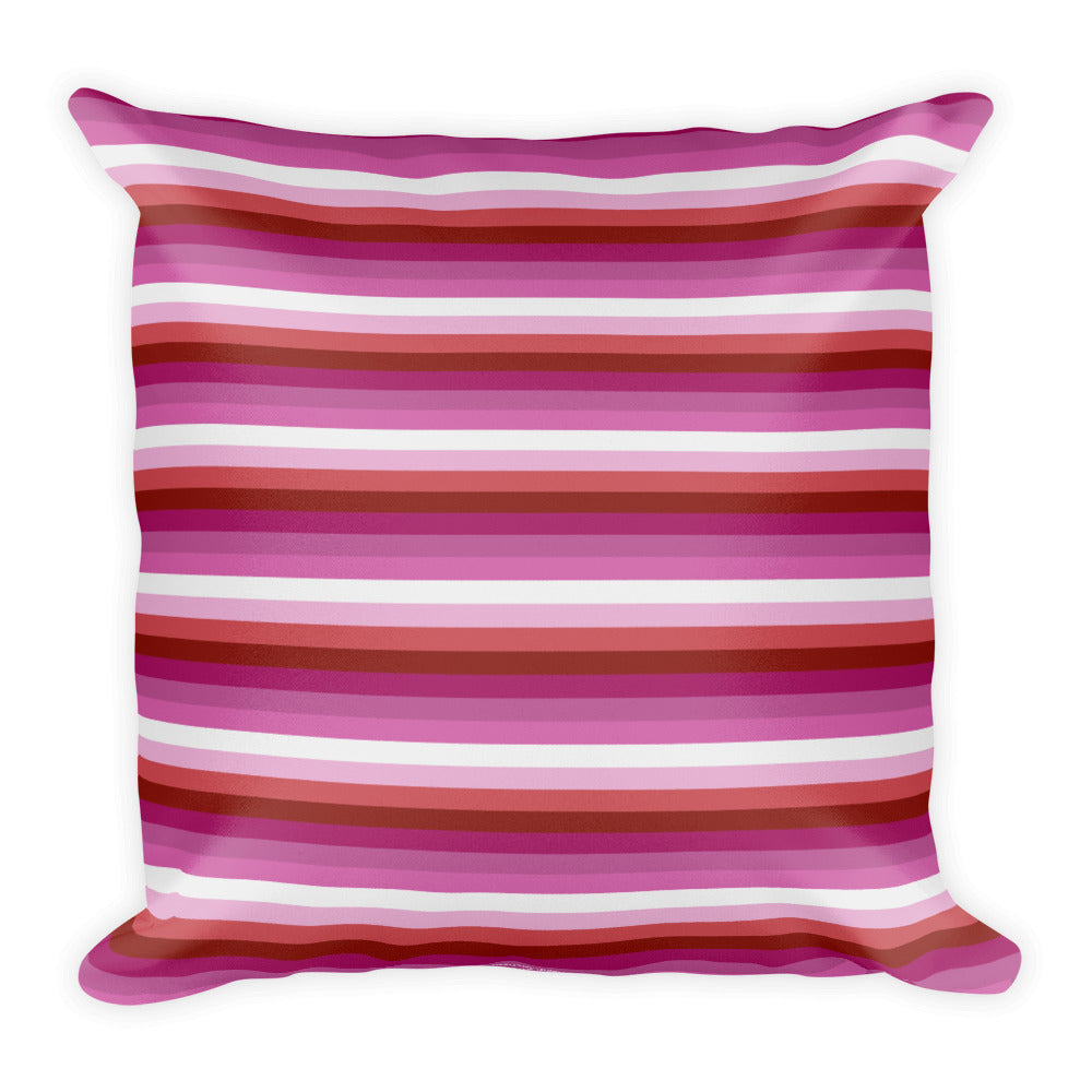 Lesbian Pride Flag Striped Square Pillow, Pillow, HEED THE HUM