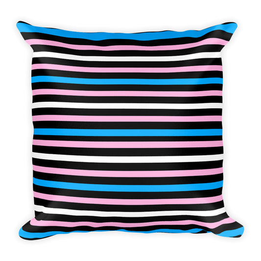 Trans Pride Flag Striped Square Pillow, , HEED THE HUM