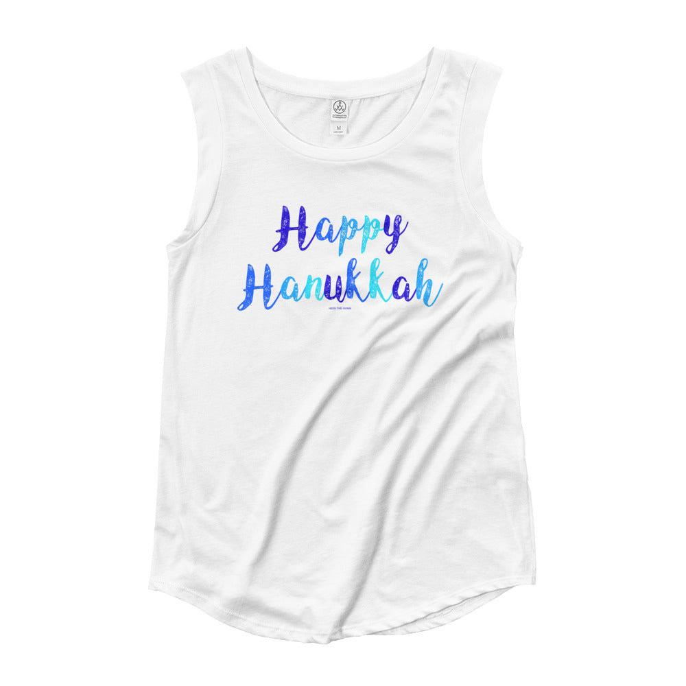 Happy Hanukkah Women's Cut Cap Sleeve T-Shirt, Shirt, HEED THE HUM