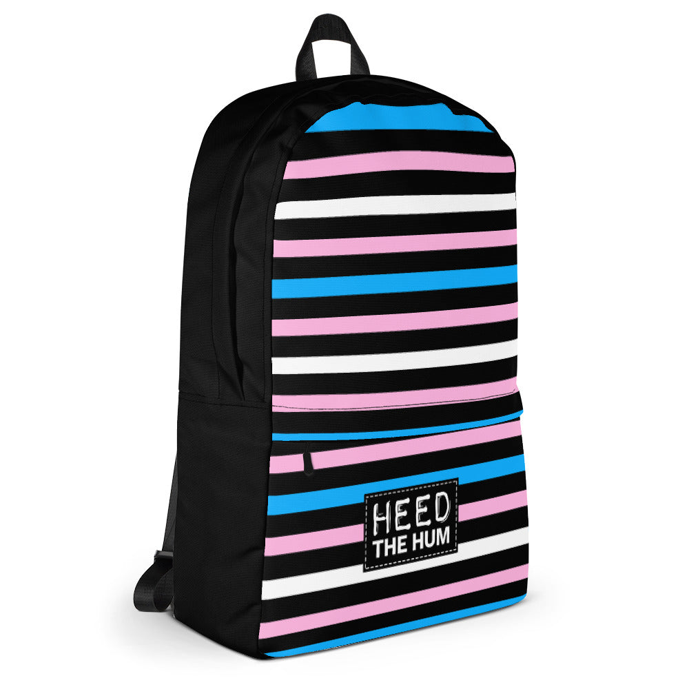 Trans Pride Flag Striped Backpack, , HEED THE HUM