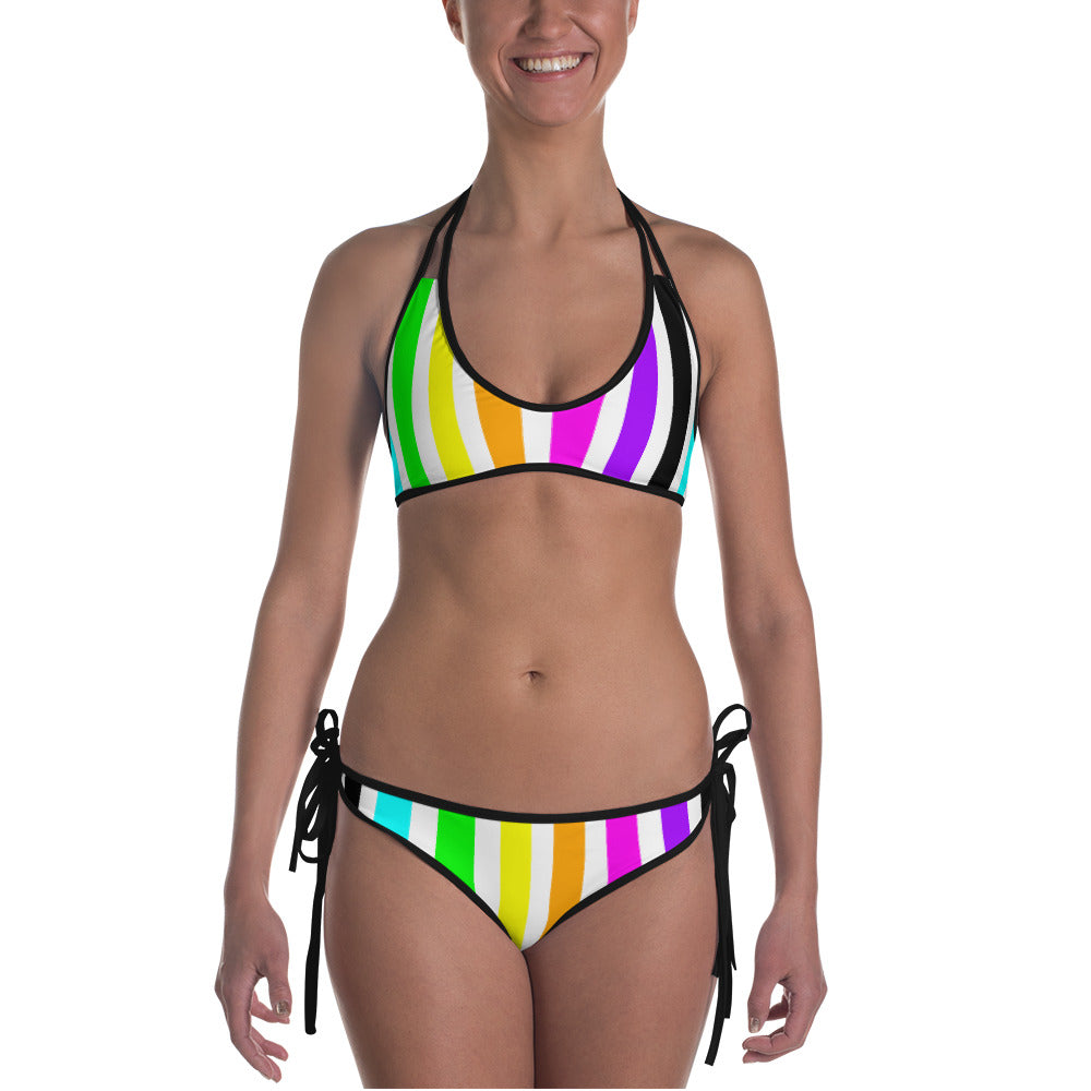 Rainbow Stripes Vertical Bikini, swimwear, HEED THE HUM