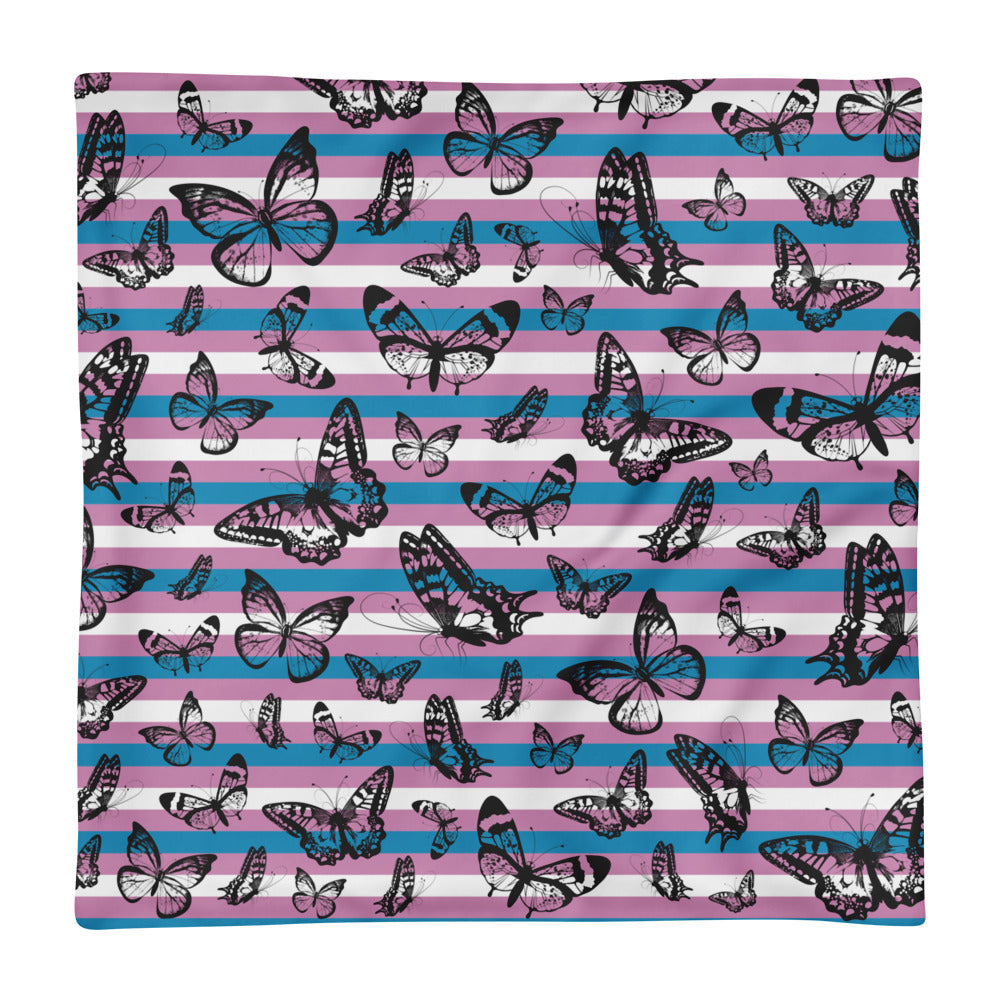 Trans Pride Flag Butterflies Square Pillow Case only, , HEED THE HUM