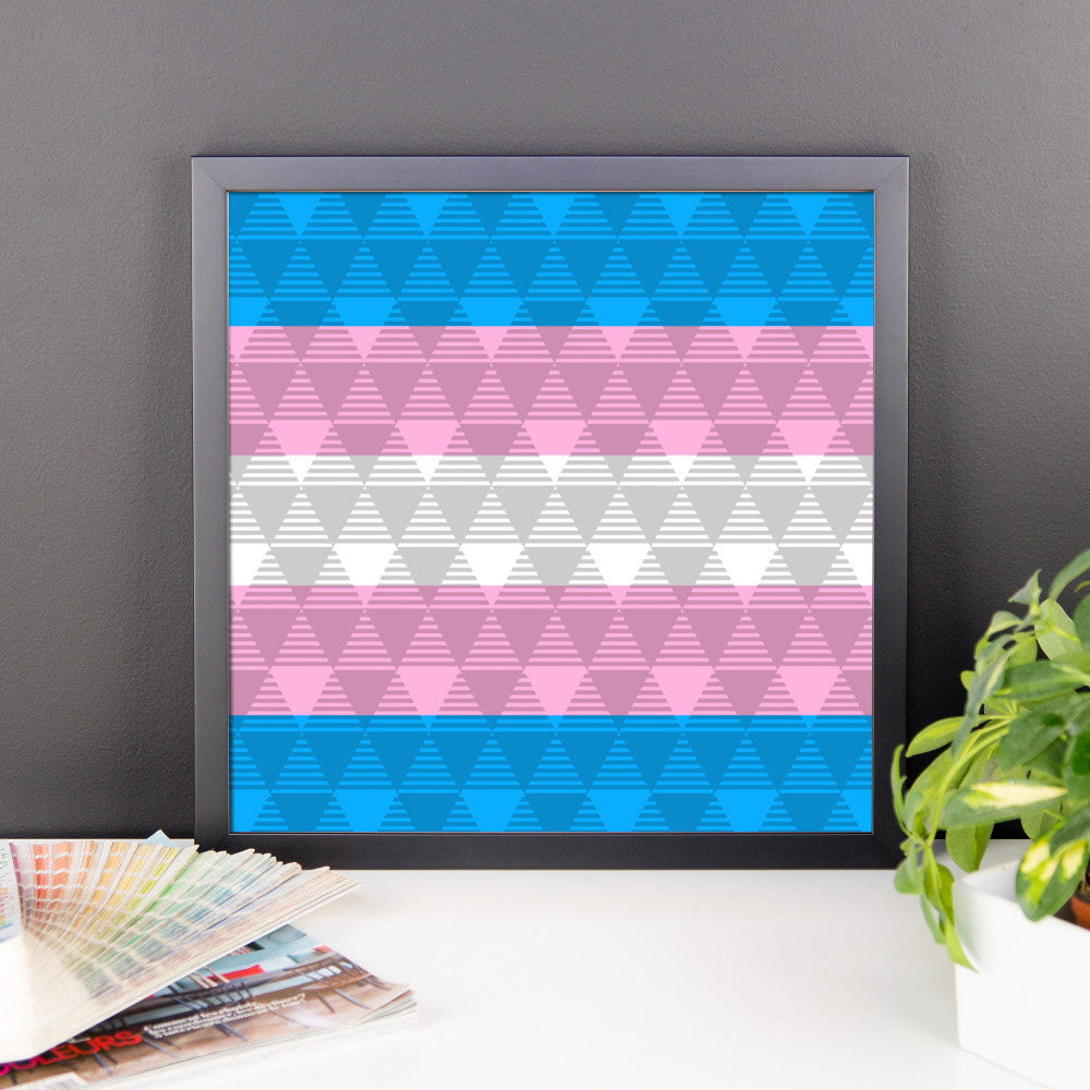 Trans Pride Flag Faded Framed poster, Poster, HEED THE HUM